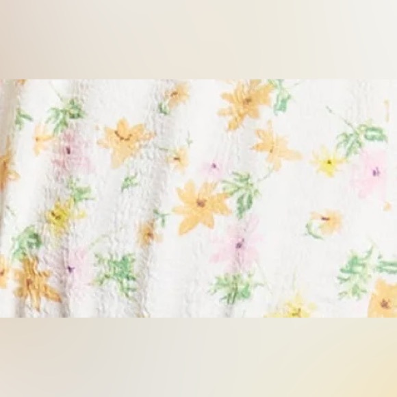 NWT Elodie Floral Square Neck Smocked Puff Sleeve Pink Orange Crop Top- Sz Large - Picture 9 of 9